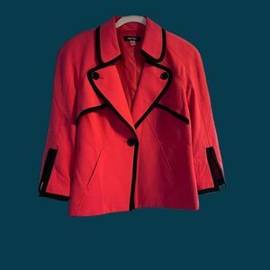 Nine West Barcelona Blazer Pink Lady/Black Trim Flared 3/4 sleeves Sz 12 NWT